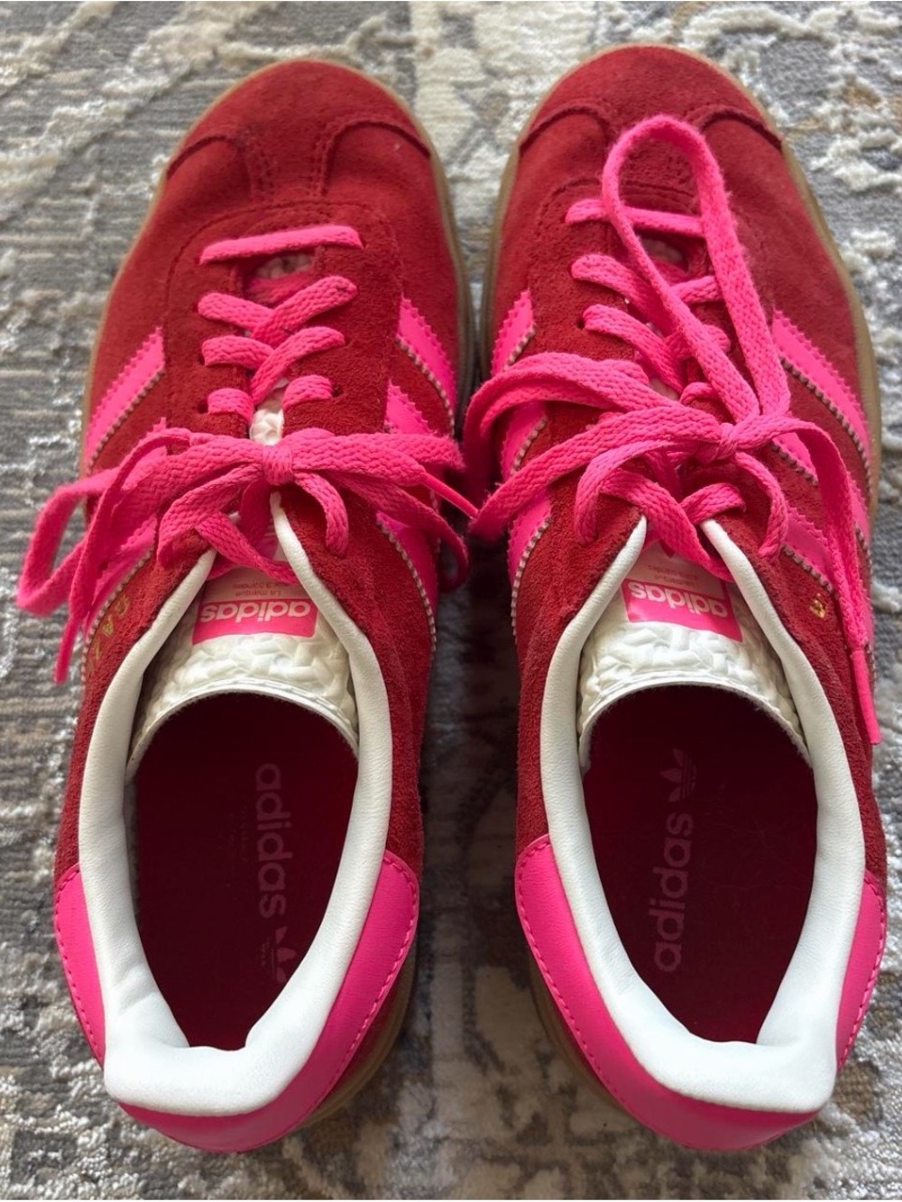 Adidas Women's Red & Hot Pink Gazelle Bold Sneakeds
